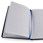 Blue notebook with lined pages internally