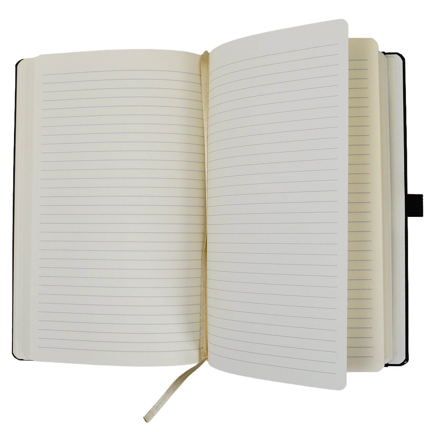 Purple notebook with pillar design and 'UCL200' branding and logo, open with lined pages
