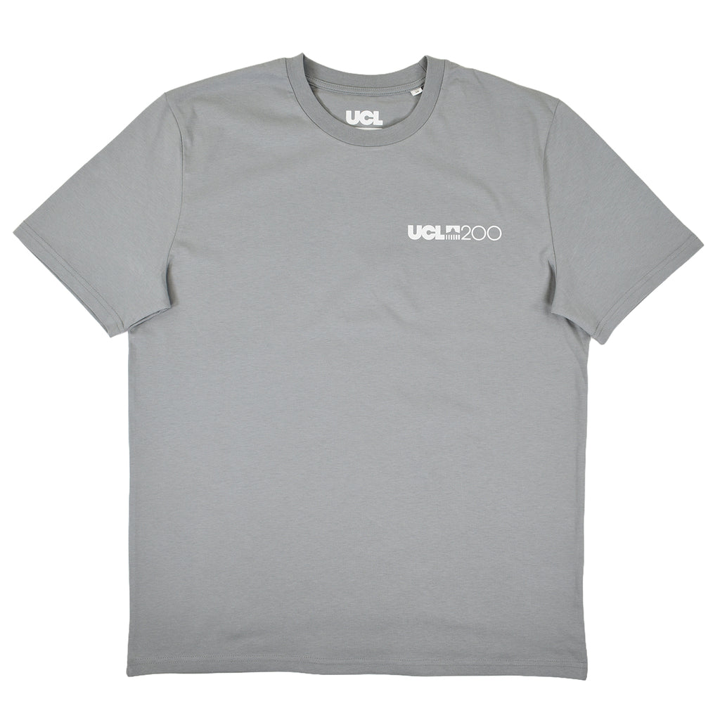 Gray t-shirt with 'UCL200' logo on chest