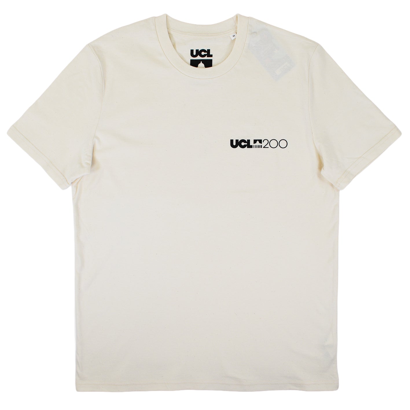 Cream t-shirt with 'UCL200' logo on chest