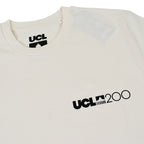 Cream t-shirt with 'UCL200' logo on chest