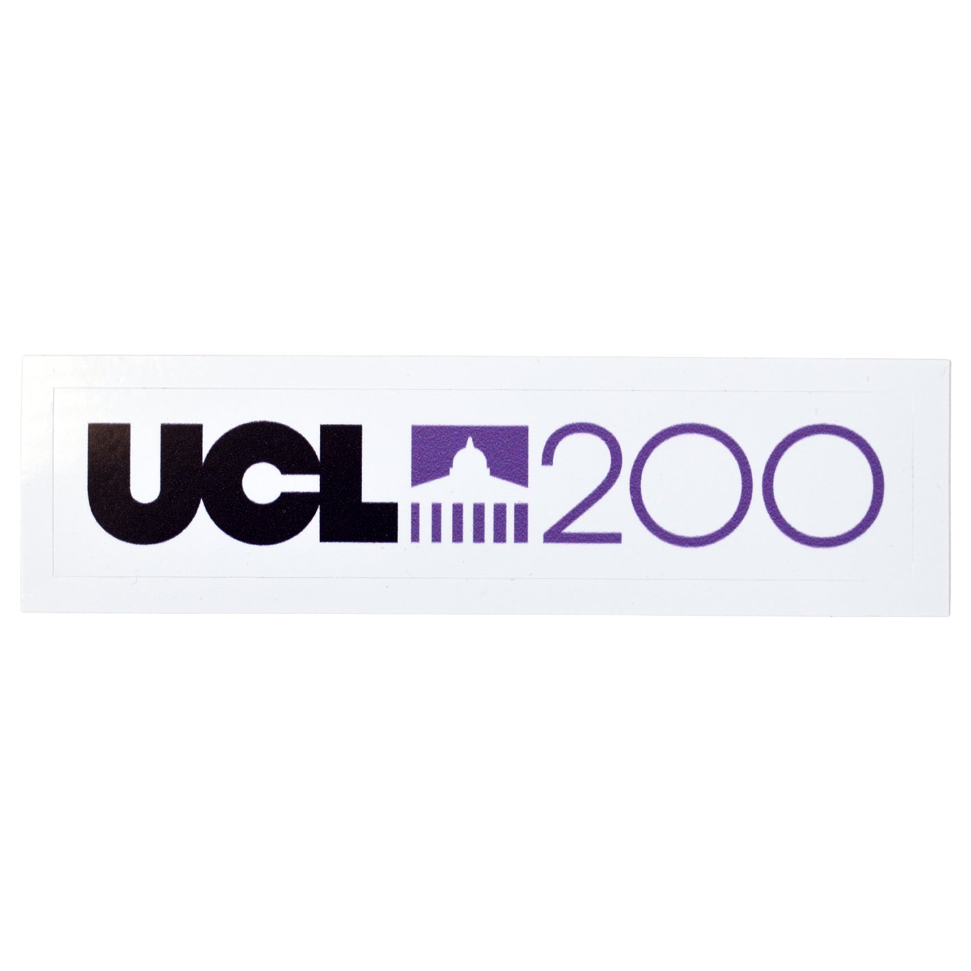 Laptop sticker with 'UCL200' logo printed on the front
