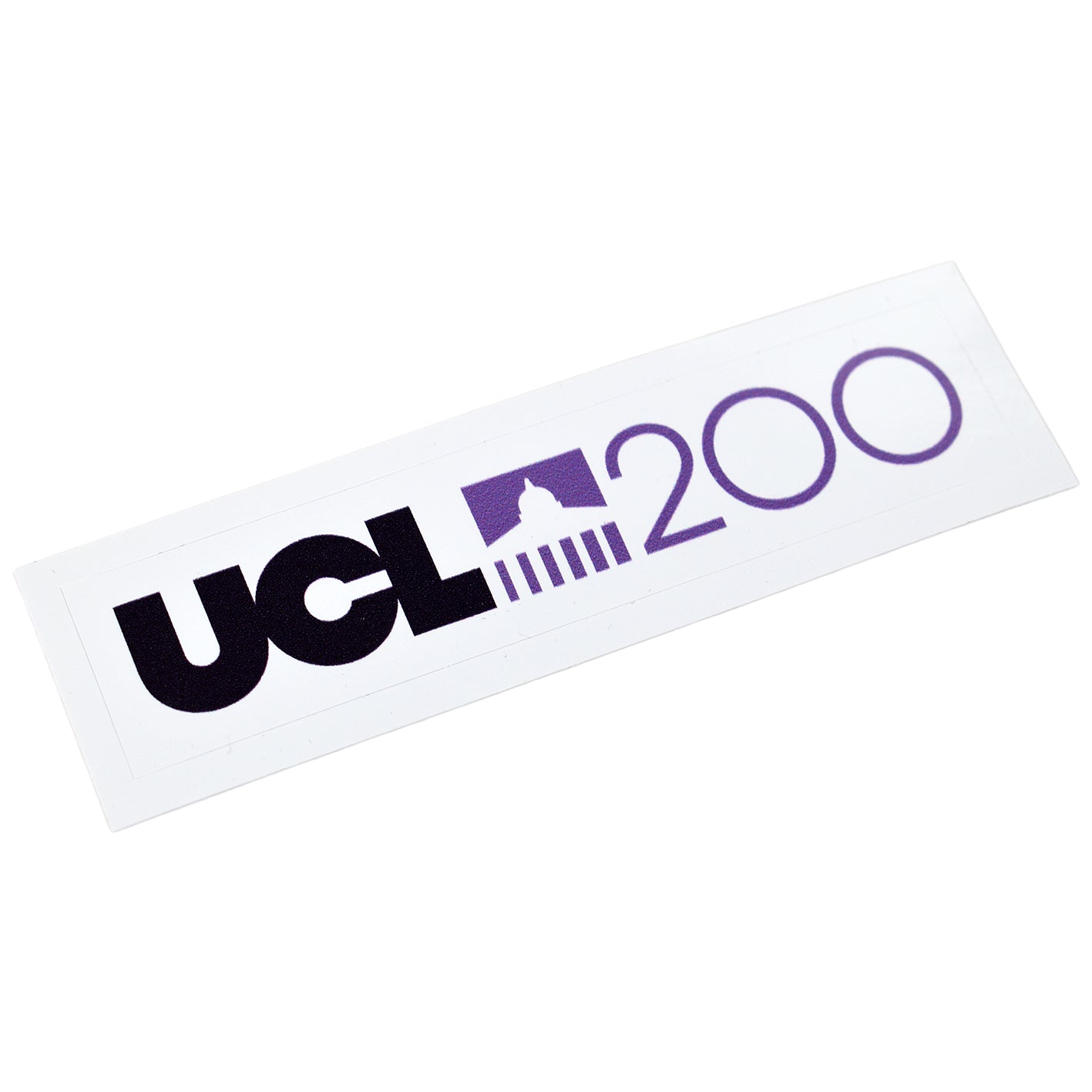 Laptop sticker with 'UCL200' logo printed on the front