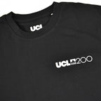 Black t-shirt with 'UCL200' logo on chest