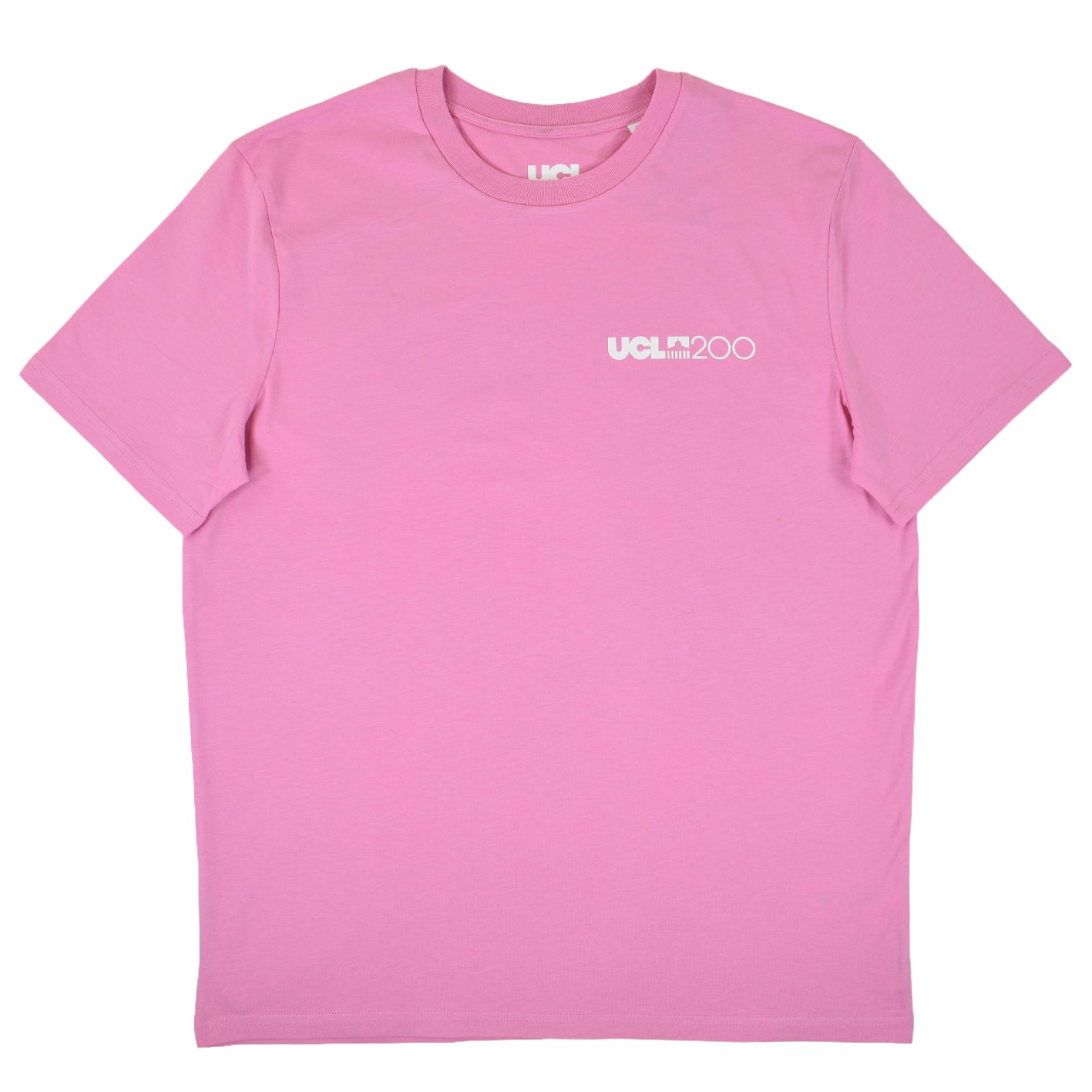 Pink t-shirt with 'UCL200' logo on chest