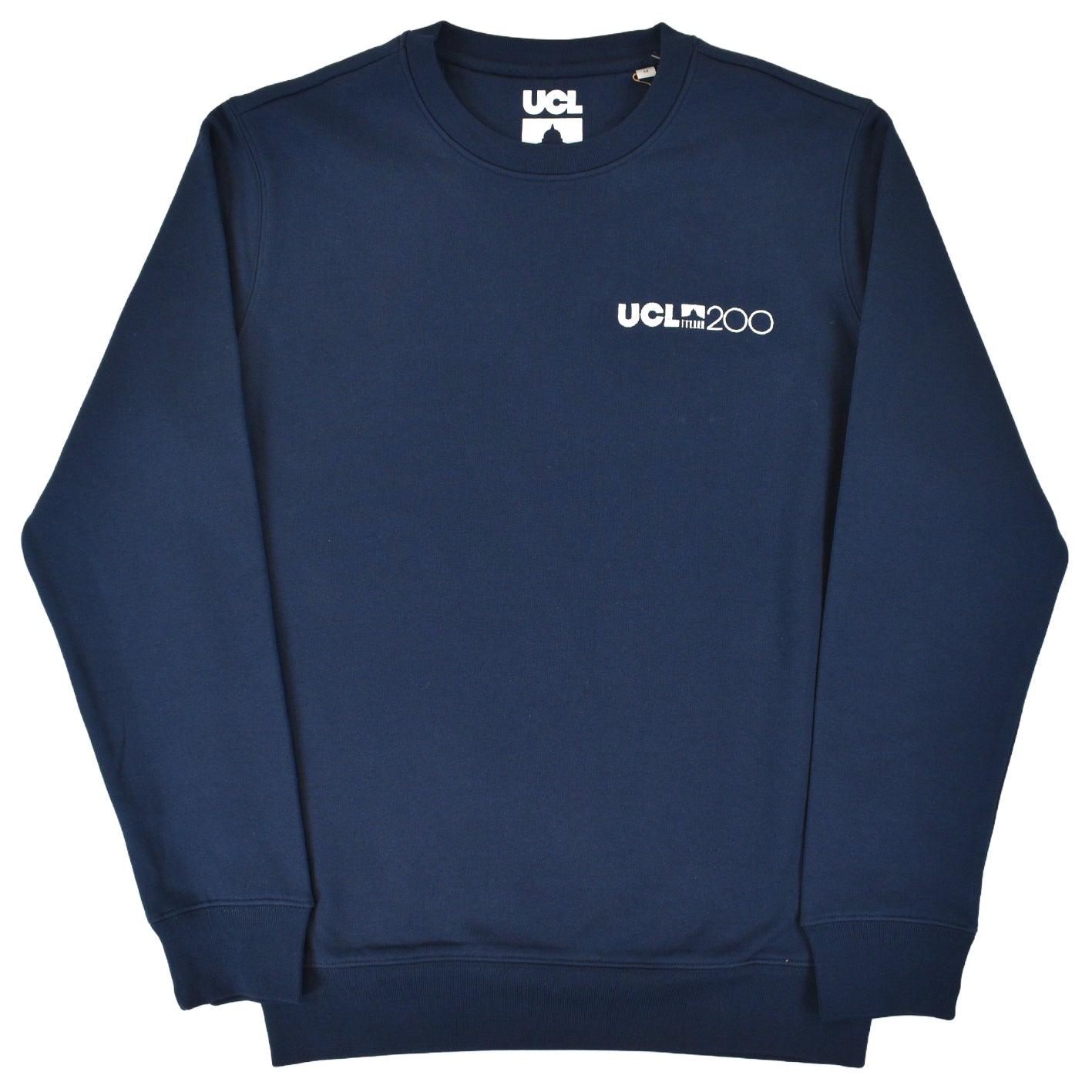 Navy blue sweatshirt with 'UCL200' logo on chest