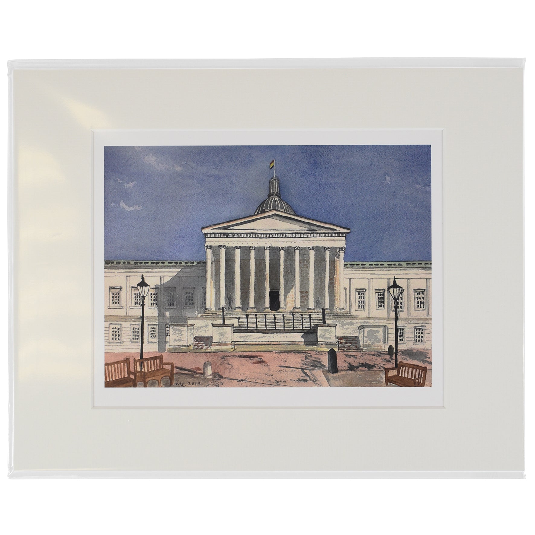Mounted Watercolour Portico Print (CORE)
