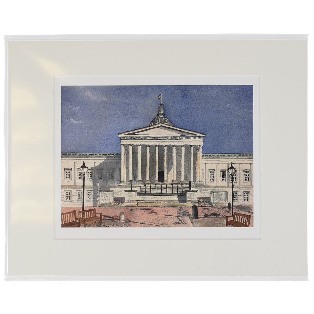 Mounted Watercolour Portico Print