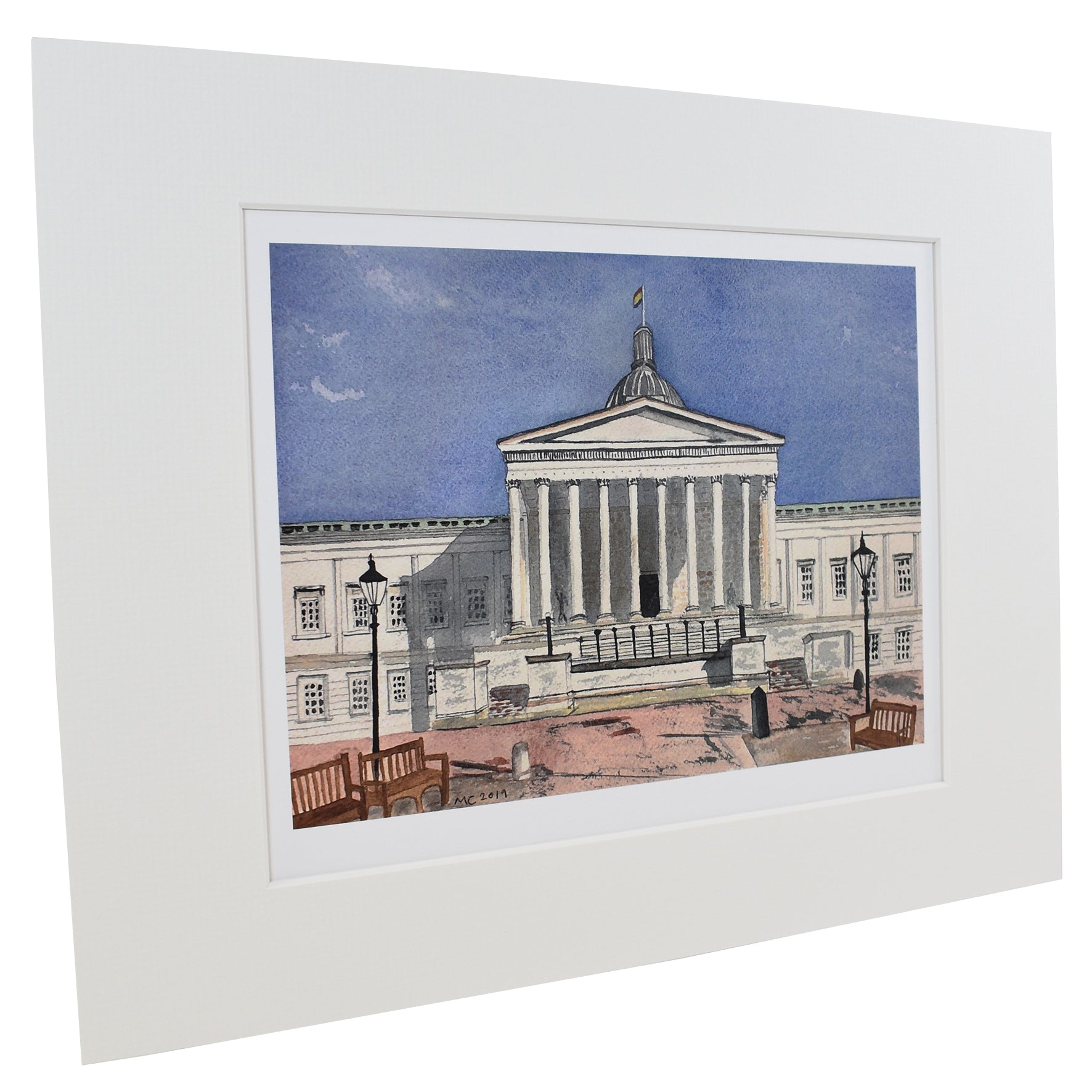 Mounted Watercolour Portico Print (CORE)