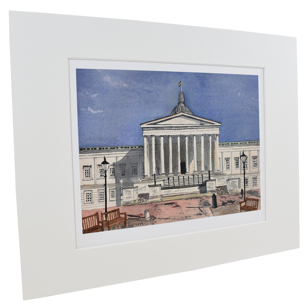 Mounted Watercolour Portico Print